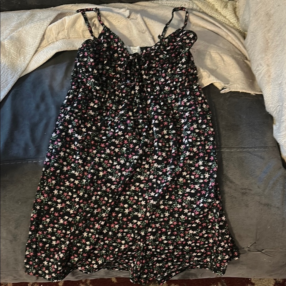 Black and Pink Floral Jumpsuit with Spaghetti Straps